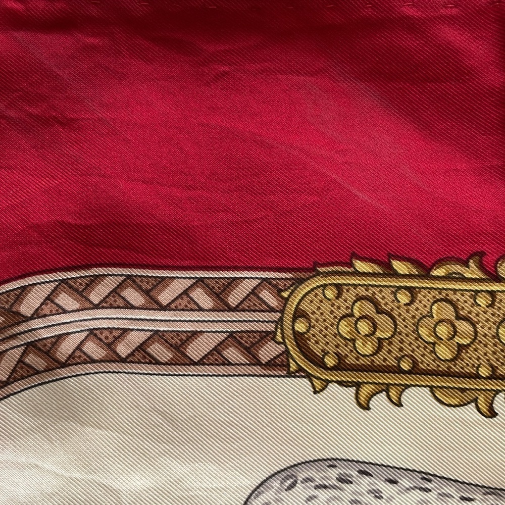 Trussardi Silk Scarf Elegant Red and Gold Scarf - Picture 10 of 17